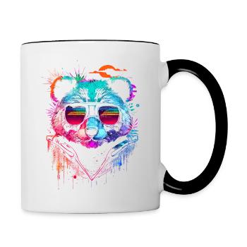 Hipster-Panda - Tasse zweifarbig - Weiß/Schwarz - Rechts