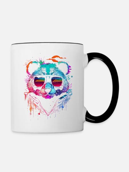 Panda hipster - Mug contrasté - blanc/noir