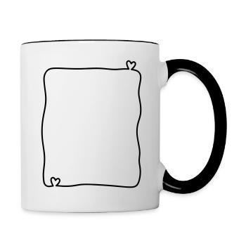 Cadre de griffonnage avec des coeurs - Mug contrasté - blanc/noir - Droite