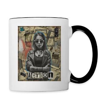 Cinéaste Blogueur Journaliste - Mug contrasté - blanc/noir - Droite