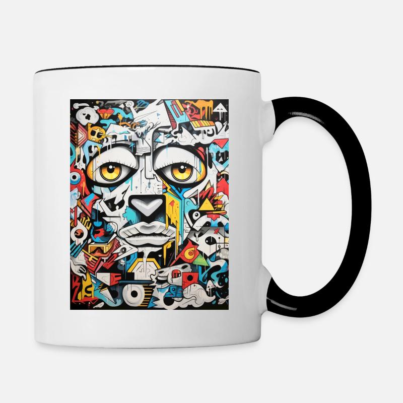 Inspirations graffiti :Bison - Mug contrasté - blanc/noir