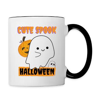 Halloween-Shirt süßer Spuk - Tasse zweifarbig - Weiß/Schwarz - Rechts