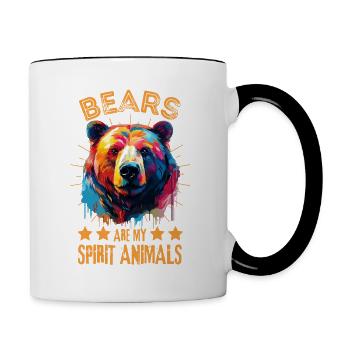 Colorful bear paint blobs paint splashes - Contrasting Mug - white/black - Right