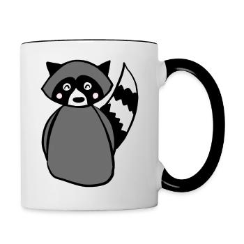 Waschbär - Tasse zweifarbig - Weiß/Schwarz - Rechts