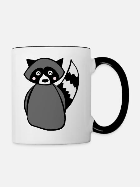 Waschbär - Tasse zweifarbig - Weiß/Schwarz