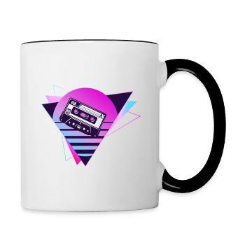 Mixtape Retro, Retro, Cassette, neon - Tasse zweifarbig - Weiß/Schwarz - Rechts