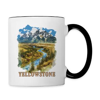 Cowboy Riding Horse Yellowstone TV Series Y Rip - Contrasting Mug - white/black - Right