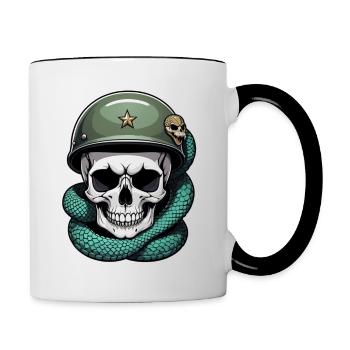serpent squelette et tatouage - Mug contrasté - blanc/noir - Droite