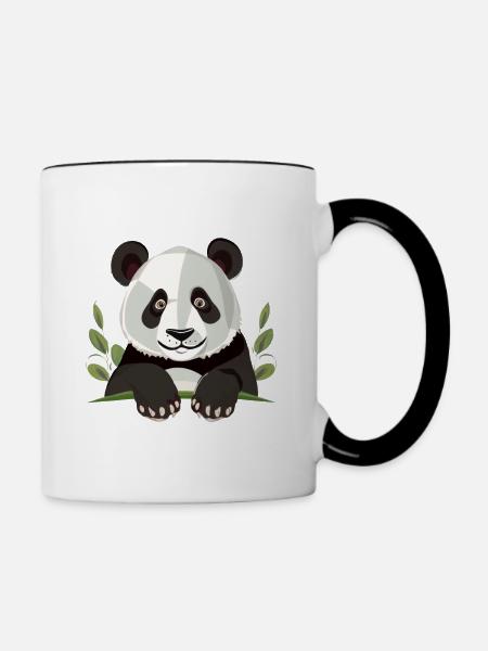 Großer Panda - Tasse zweifarbig - Weiß/Schwarz