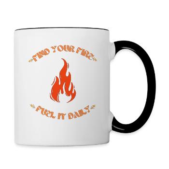 ,,Find Your Fire, Fuel It Daily'' Motivations Tee - Tasse zweifarbig - Weiß/Schwarz - Rechts