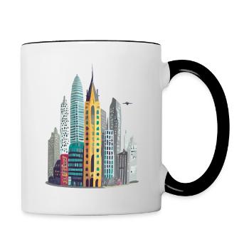 Big city with skyscrapers - Contrasting Mug - white/black - Right
