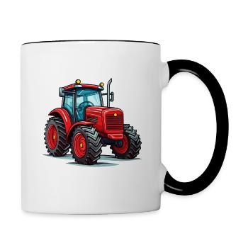Roter Traktor - Tasse zweifarbig - Weiß/Schwarz - Rechts