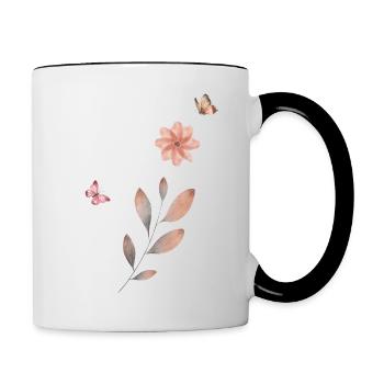 Buchstabe j Wildblumen Aquarelle - Tasse zweifarbig - Weiß/Schwarz - Rechts