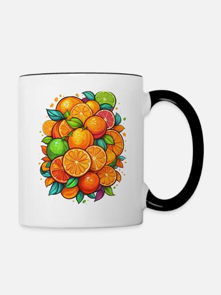 Zitrusfrüchte - Tasse zweifarbig - Weiß/Schwarz