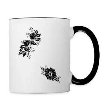 Black and white floral letters - Contrasting Mug - white/black - Right