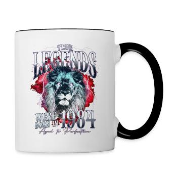 Legenden wurden 1984 geboren - Tasse zweifarbig - Weiß/Schwarz - Rechts