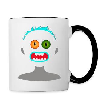 Monstre en forme humaine qui fait peur - Mug contrasté - blanc/noir - Droite