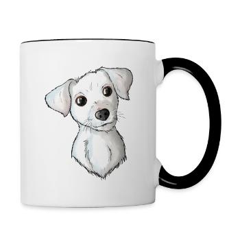 Jack Russell Pattern 2 - Tasse zweifarbig - Weiß/Schwarz - Rechts