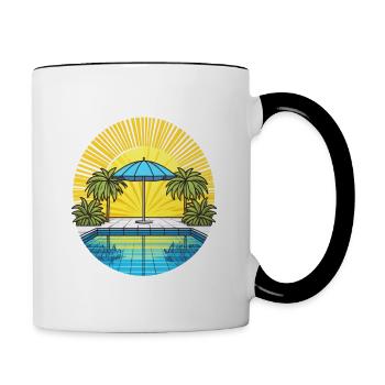 Sunset by the swimming pool - Contrasting Mug - white/black - Right