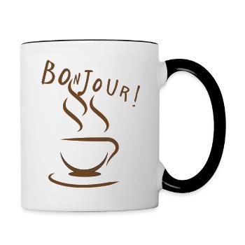 Bonjour - Tasse zweifarbig - Weiß/Schwarz - Rechts