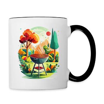 Barbecue dans le jardin - Mug contrasté - blanc/noir - Droite