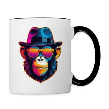 Singe Néon - Mug contrasté - blanc/noir - Droite