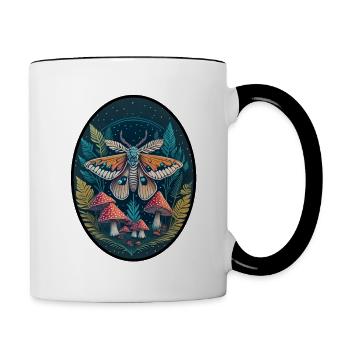 Mondschein Motte mit verzauberten Pilzen - Tasse zweifarbig - Weiß/Schwarz - Rechts