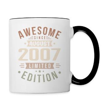 August 2007 Geburtstag im August 2007 Vintage 2007 - Tasse zweifarbig - Weiß/Schwarz - Rechts