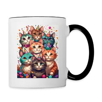 Party Cats Celebrate Birthday - Contrasting Mug - white/black - Right