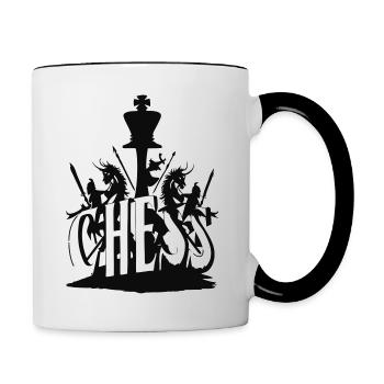 Schach Design - Tasse zweifarbig - Weiß/Schwarz - Rechts