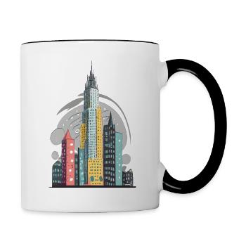 Abstrait Immeubles modernes de grande hauteur dans une grande ville - Mug contrasté - blanc/noir - Droite