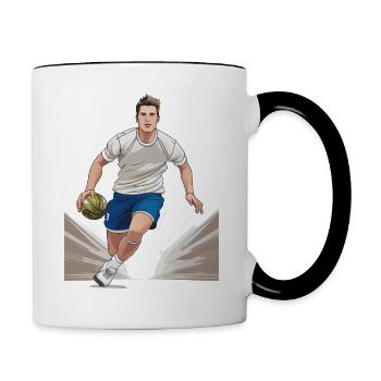 Joueur de handball - Mug contrasté - blanc/noir - Droite