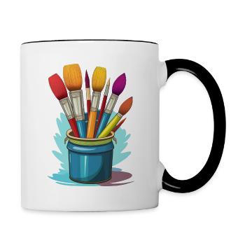 Paints and brushes for artists - Contrasting Mug - white/black - Right