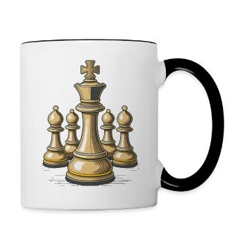 Chess – Illustration of Chess Pieces - Contrasting Mug - white/black - Right