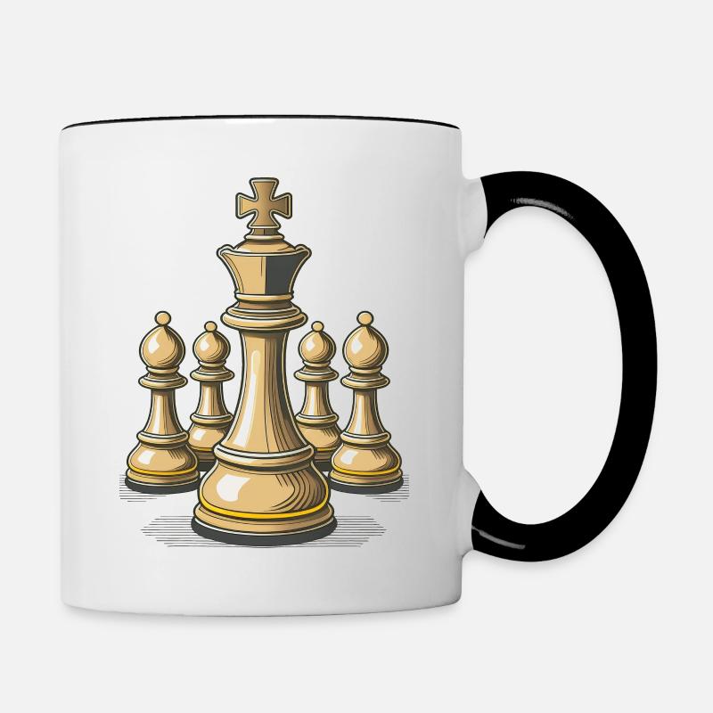 Échecs – Illustration de pièces d’échecs - Mug contrasté - blanc/noir
