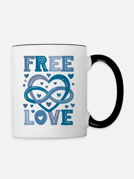 Polyamorie Symbol - Türkis - Tasse zweifarbig - Weiß/Schwarz