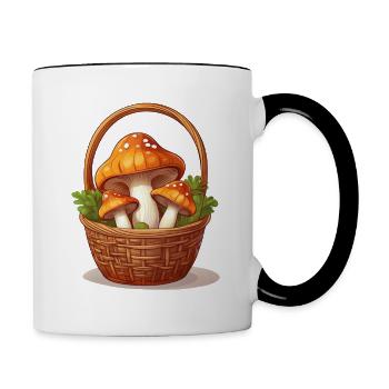 Mushroom picking – gift for mushroom pickers - Contrasting Mug - white/black - Right