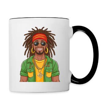 Reggae musician with dreadlocks from Jamaica - Contrasting Mug - white/black - Right