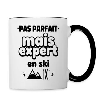 pas parfait expert en ski - Mug contrasté - blanc/noir - Droite