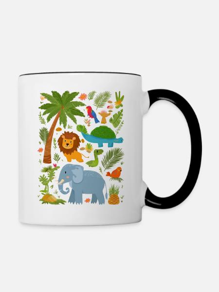 Dschungeltiere - Tasse zweifarbig - Weiß/Schwarz