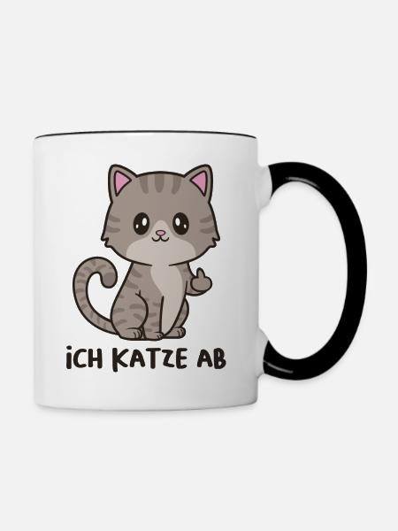 Ich Katze Ab - Tasse zweifarbig - Weiß/Schwarz