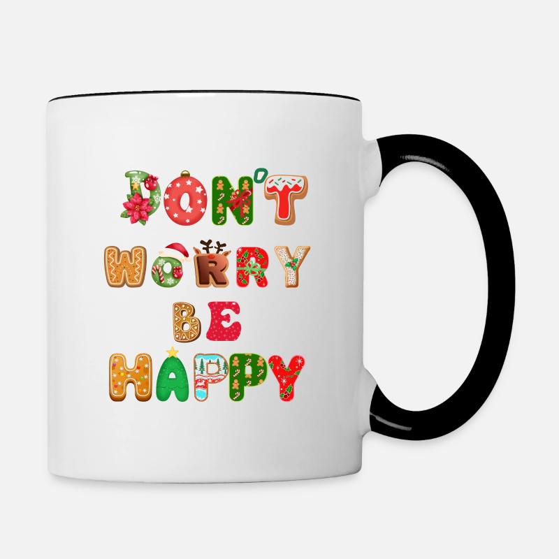 Don’t Worry, Be Happy! - Tasse zweifarbig - Weiß/Schwarz