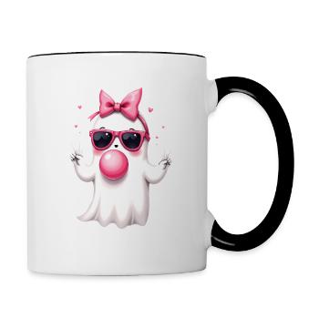 Fantôme mignon - Mug contrasté - blanc/noir - Droite