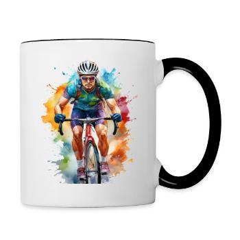 Cyclist Watercolor - Contrasting Mug - white/black - Right