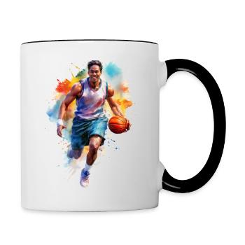 Joueur de basket-ball Aquarelle - Mug contrasté - blanc/noir - Droite