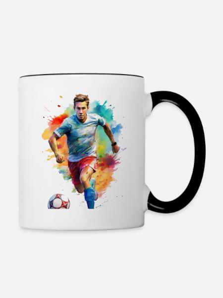 Fußballspieler - Tasse zweifarbig - Weiß/Schwarz