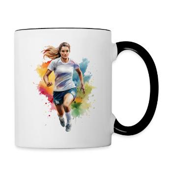 Women's Football – Female Soccer Player - Contrasting Mug - white/black - Right