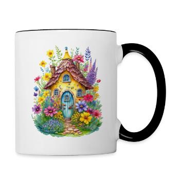 Tiny house with garden straight out of a fairy tale - Contrasting Mug - white/black - Right