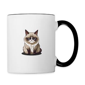 Nein einfach nur Nein, Geschenk Katzenliebhaber - Tasse zweifarbig - Weiß/Schwarz - Rechts