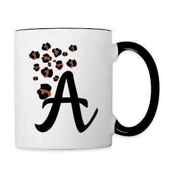 Lettre a motifs léopard - Mug contrasté - blanc/noir - Droite